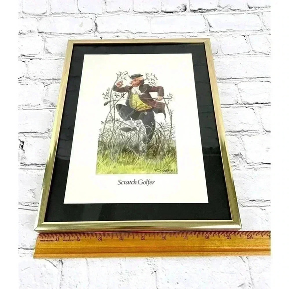 VTG Scratch Golfer Framed Print By R.S. Lindsay Matted 9.25 X 12.5" Wall Decor - Picture 7 of 8